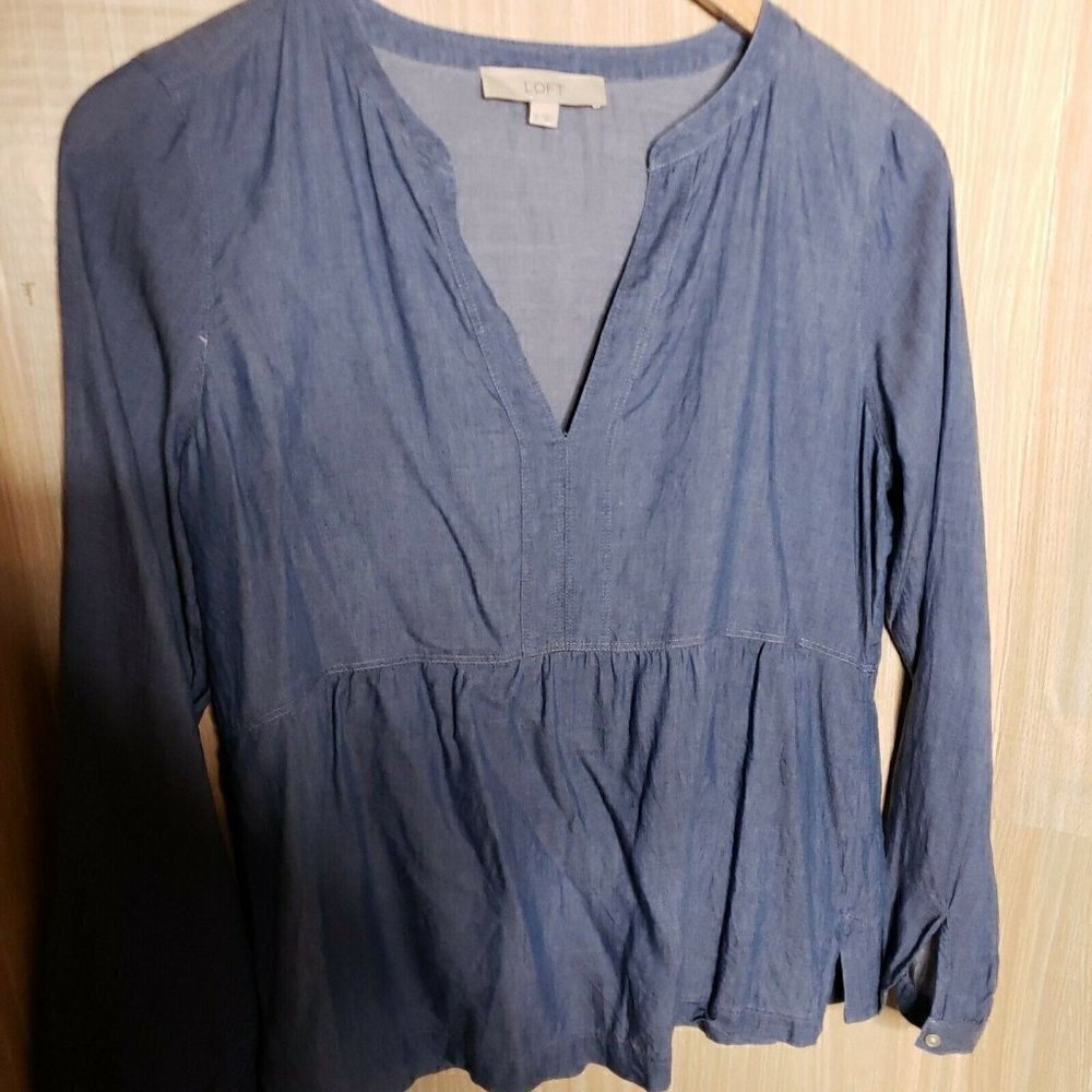 Loft Womens Blue Cotton Lightweight Tunic Small - Picture 3 of 5
